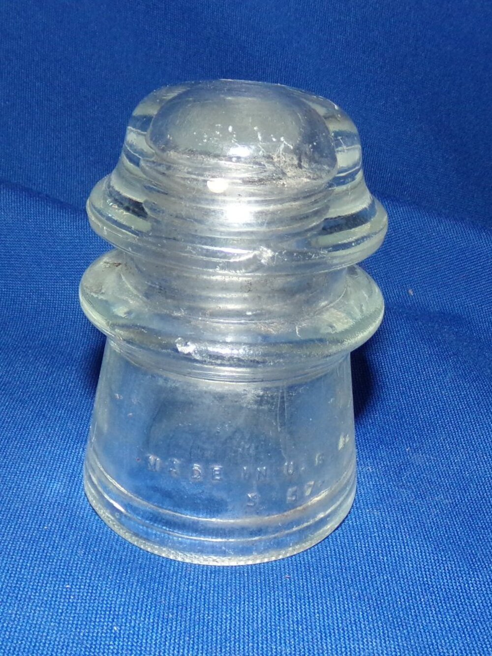 Vintage Hemingray Heavy Clear Glass Insulator - Marked 17 5-57 - Made in the USA